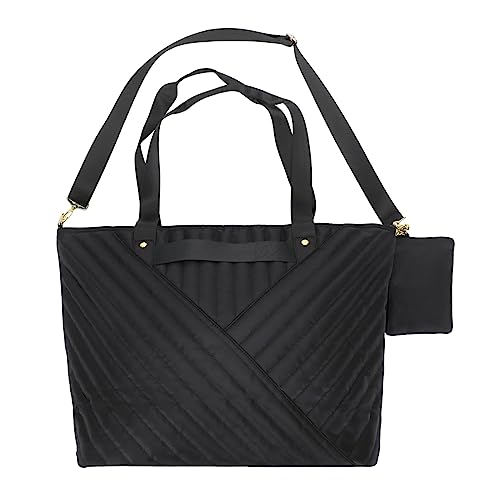 Bioworld Rachel Roy Black Quilted Fabric 21 Weekender Tote2