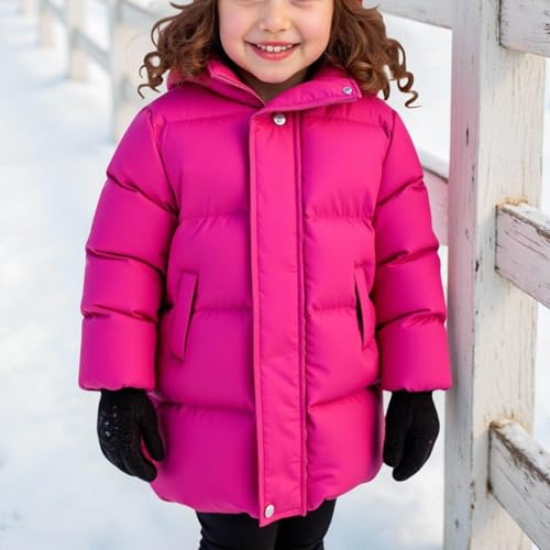 Boys Girls Full Zip Puffer Jacket Winter Windproof Warmth Hooded Coats with Pockets Soft Comfy Quilted Down Jacket3