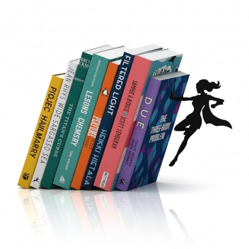 Metawood Superwomen Book Ends | Illusion Metal Bookends for Desk | Book Holder for Home Decorative - Gift for Book Lovers and Home Décor | Desk Accessories for Study Room
