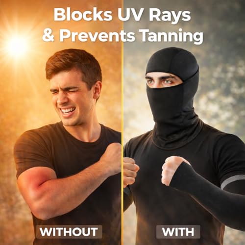 Image of AutokraftZ ๐๐ข๐ ๐๐ข Balaclava Face Mask for Bikers Men-Women with Arm Sleves UV Sun Protection | Face Cover for Bike Riding | Breathable Sweatproof for Outdoor Use | Bike Helmet Accessories for men