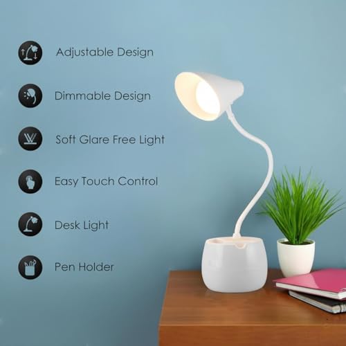 Image of VisionGuard Rechargeable LED Table Lamp for Study - Eye-Care Desk Light with Touch Control, Adjustable Brightness, 3 Color Modes & Flexible Arm, Portable Reading Lamp for Students, Home Office