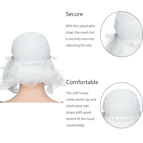 Image of Rose bud White Wig Bob Straight 12 Inch Short Hair Cosplay Wigs for Women Costume Party Halloween