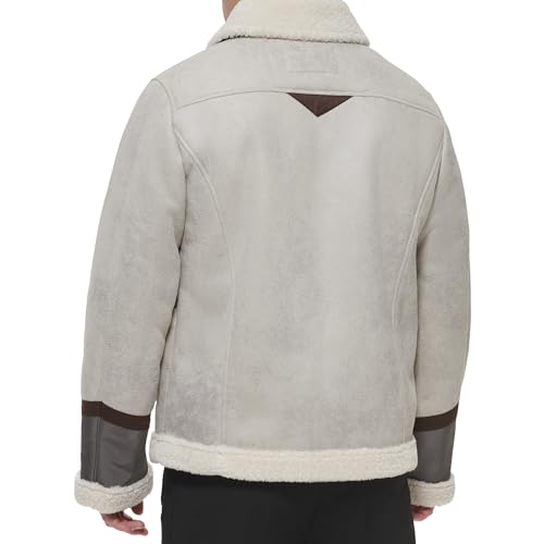 Image of DKNY Men's Faux Shearling Bomber Jacket With Faux Fur Collar