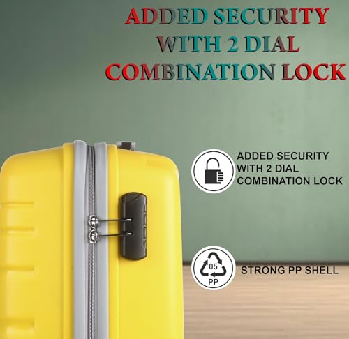 Image of Trumpkin Suitcase 360 Degree Small Suitcase /Cabin-Luggage / 22 inch inch /Size 55 cm /Hard-Sided Luggage Trolley Bag /Model-Z / 360 Rotating / 8 Wheels (Yellow)