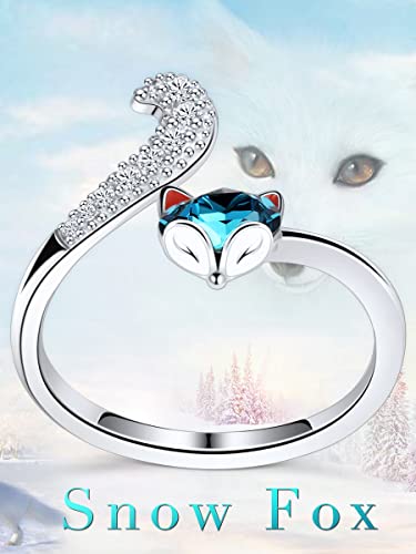 Plato H Fox Animal Ring Crystals For Women Teen Girl Valentines Day Gifts High Polish Plain Adjustable Fox Tail Funky Ring Anniversary Jewelry Gifts For Her #TOP4