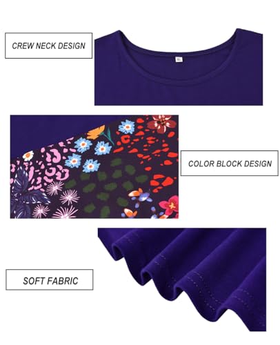 Image of CARCOS Plus Size Tops for Women Color Block Flower /Striped /Camo Crew Neck Long Sleeve Tee Shirt