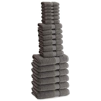 Kassatex Atelier 18-Teiliges Handtuch-Set, Hergestellt in der Türkei, 800 GSM aluminiumfarben