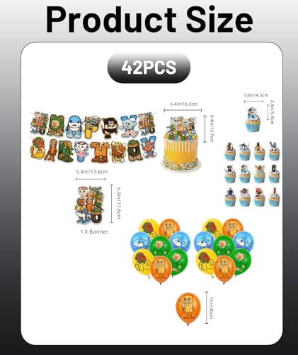 Image of 42PCS Brainrot Birthday Decorations, Kids Party Decor, Large Rubber Theme Props