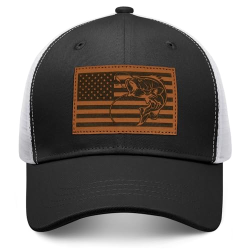 Image of Fishing Hat Fishing Gifts for Men Bass Fish Flag Gear Accessories Stuff Trucker Hat Snapback Baseball Cap