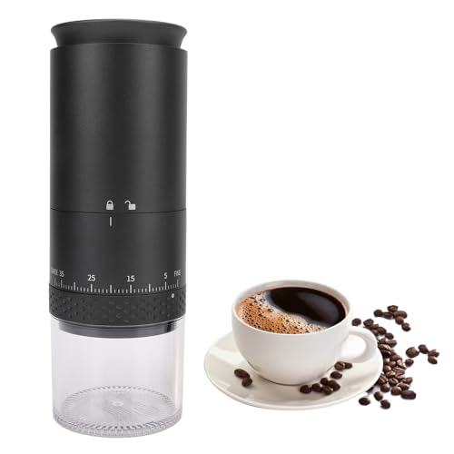 One Touch Coffee Grinder, 110ml Powder Capacity Electric Coffee Bean Grinder, Removable Chamber 38 Speeds USB Rechargeable Coffee Mill, for Beans (Black)