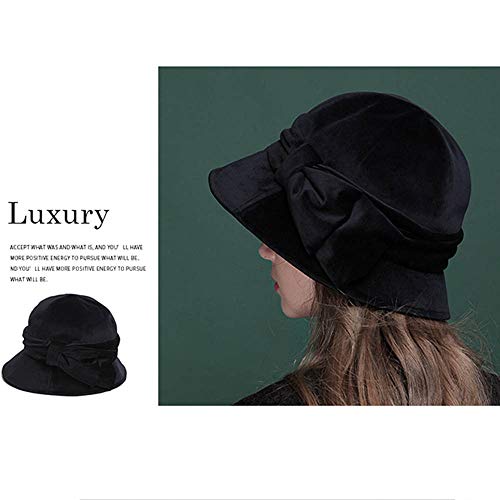 Sombrero Fedora Mujer Terciopelo Ala Ancha Elegante miniatura 2