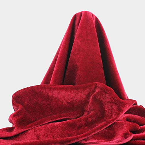 TERCIOPELO LISO TELA 100% POLIÉSTER ANCHO 150cm (ROJO RUBI, 1 METRO)