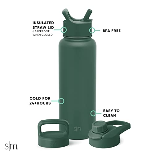 Image of Simple Modern Water Bottle with Straw, Handle, and Chug Lid Vacuum Insulated Stainless Steel Metal Thermos Bottles | Large Leak Proof BPA-Free Flask for Gym | Summit Collection | 40oz, Glamping Forest