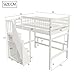 Etagenbett 140x200, Kinderbett Hochbett mit Treppe und Aufbewahrungsschrank, Funktionsbett Doppelbett Stockbett Spielbett Kinderhochbett Jugendhochbett mit Lattenrost, Massivholz, Ohne Matratze, Weiß