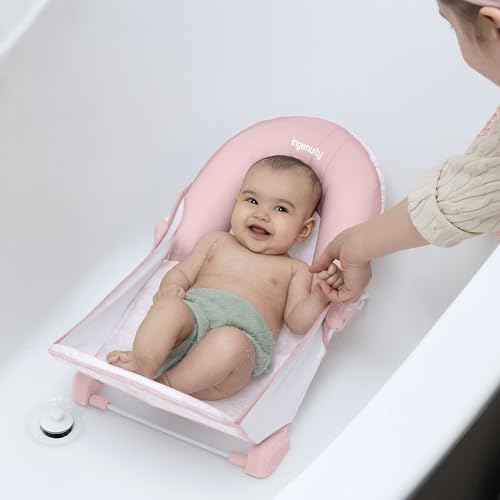 Image of Ingenuity Foldaway 2-Position Bather,2-Position Adjustable Support Baby Bath seat for Sink or Bathtub,Ages 0-6 Months,up to 20 pounds,Pink,(Pack of 3)