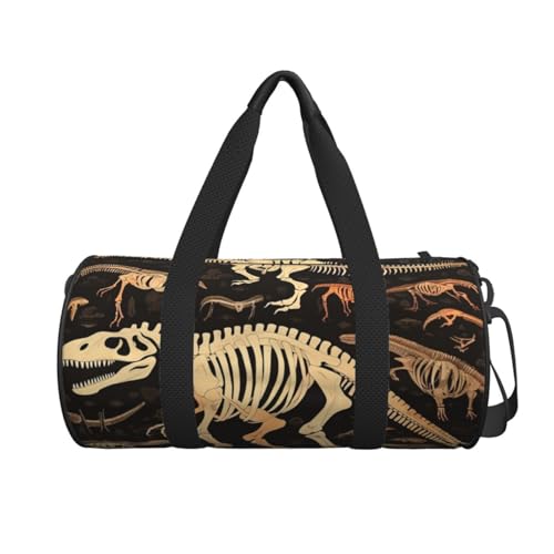 Dinosaur Skeleton Print Duffle Bag for Women Men Personal Item Travel Bags Canvas Weekender Overnight Bag Lightweight Sports Tote Gym Bags Carry On Luggage Bag2