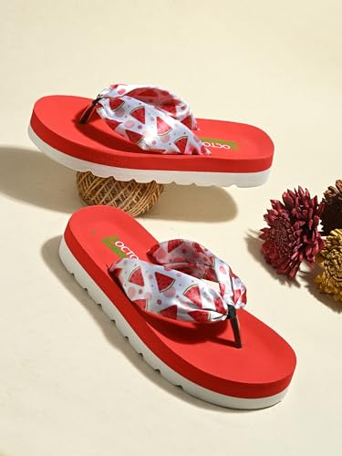 Image of DOCTOR FEEL SOFT Women's Cushioned Platform Slippers | Soft Fabric Padded Strap Flip Flops | Lightweight Shock Absorbing Sole for Everyday Wear Home, Casual & Relaxed Walking Use