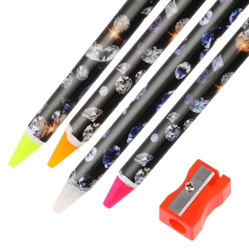 Hariendny 4 Pack Rhinestone Picker Tool Adhesive Resin Picker Pencil Nail Point Drill Pen Dotting Wax Pencil Gem Pick up Tools for Nail Art DIY with Pencil Sharpener