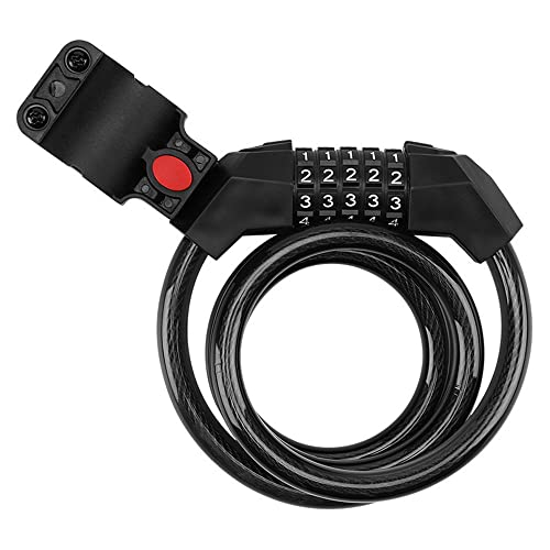Bike Lock Cable 5-Digit Resettable Combination Coiling Cable Lock Black 1.2M