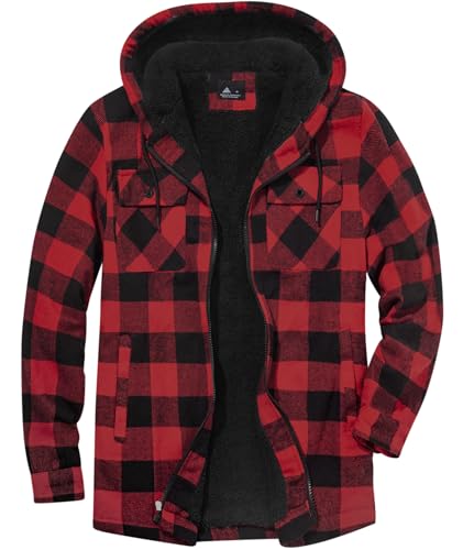 SwissWell Herren Hemdjacke Verdicken Karierts mit Reißverschluss Flanelljacke Plüschfutter Freizeit Gefüttert Kapuzenpullover Männer Winter Hemd Fleece Hoodie Winterjacke mit Taschen(Rot M) SwissWell Herren Hemdjacke Verdicken Karierts mit Reißverschluss Flanelljacke Plüschfutter Freizeit Gefüttert Kapuzenpullover Männer Winter Hemd Fleece Hoodie Winterjacke mit Taschen(Rot M)
