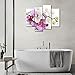 My Easy Art- Orchid Wall Art Decor Pink and White Flower with Drop of Water Canvas Pictures Artwork 4 Panel Plant Painting Prints for Home Living Dining Room Kitchen