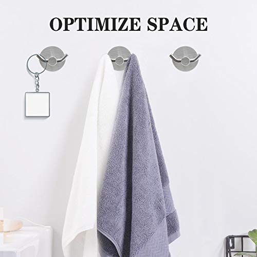 Sugelary Double Prong Adhesive Hooks, Wall Hooks Adhesive Bathroom Hooks Heavy Duty Coat/Robe Hook Wall Hanging Hooks Waterproof Stainless Steel Shower Accessories Towel Hooks for Bathroom Kitchen - Thumbnail 7