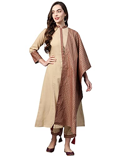 Image of INDO ERA Women's Self Design Pure Cotton Straight Kurta with Pant & Dupatta Set (KKKKK2534)