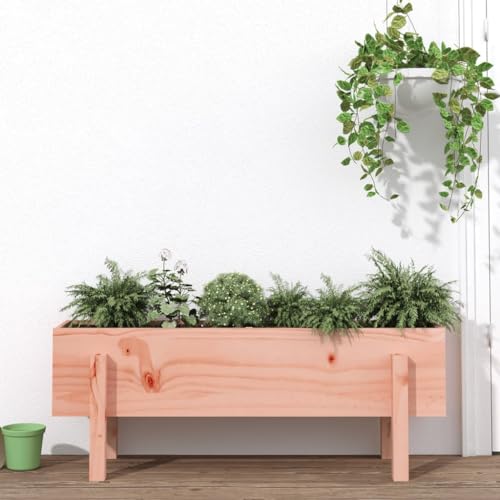 Juroupi Arriate Elevado jardín Madera Maciza Abeto Douglas 101x30x38 cm Jardinera Rectangular Huerto Urbano para Cultivos Plantas Flores en Jardín Terraza
