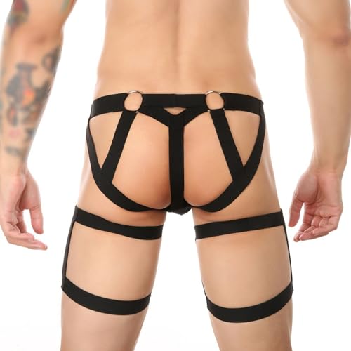 JEKE-DG Men's Low Rise Hollow Out Thong Solid Sexy Erotic Briefs See Through Breathable Clubwear Underwear4