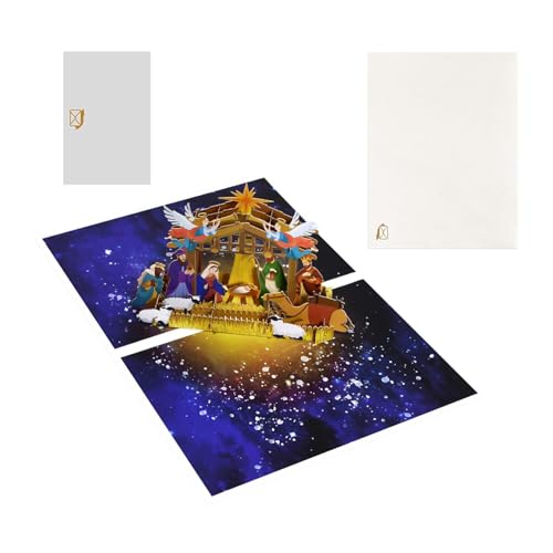 Tarjetas de Navidad cristianas con sobres: diseños emergentes de natividad espiritual, set de tarjetas de felicitación religiosas festivas, papelería premium de vacaciones | Exhibiciones inspiradoras