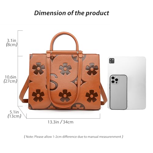 Bolso Tote de Cuero Vegano para Mujer, grande y floral miniatura 5