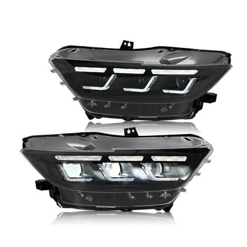 Headlights for Mustang 2015-2017,Ford Mustang 2015/2016/2017 Headlights/Frontlamps Mustang 2016-2020 Shelby GT350/GT500 2015-2017 V6/GT/GT Premium/EcoBoost/EcoBoostPremium Triple Beam(Plug & Play)