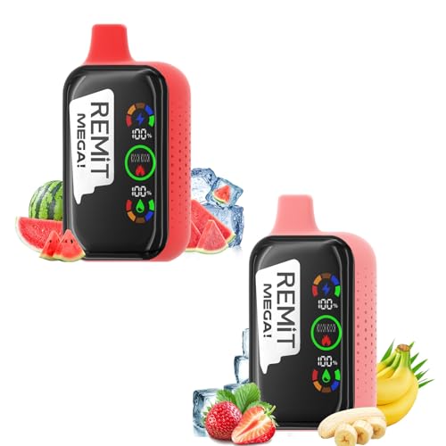 �y2�Z�b�g�zRemit Mega 36000�p�t �g���̂ēd�q�^�o�R 18000puffs +18000puffs�x�C�v���b�V���R�C�����L�b�h&�o�b�e���[�\�� �e�� Type-C�[�d MTL RDL�ؑփV�[�V�� �����^�� �m���j�R�`�� (Watermel