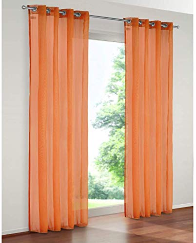 SIMPVALE 2 Panneaux Rideaux Voilages Voile à u009cillets Transparents pour fenêtres, Balcon, Salon Décoration (Largeur 140cm x Hauteur 260cm, Orange)