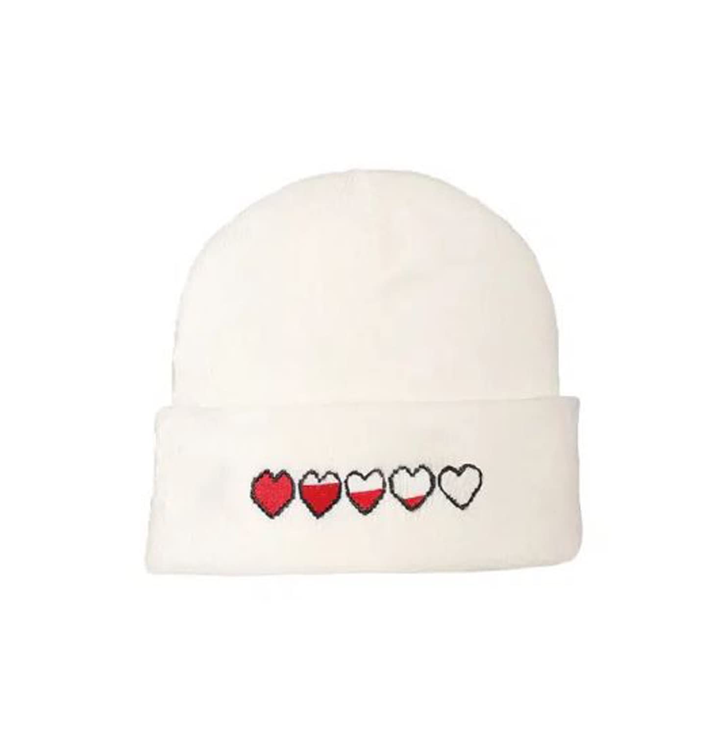C SCute Heart Knitted Hat! Embroidered Hearts Winter Hat! Soft Comfy Knit Beanie Hat for Men and Women! Multi