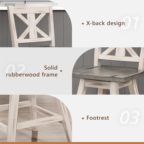 Homelegance Amsonia Counter Height Swivel Barstool (Set of 2), White - Thumbnail 7