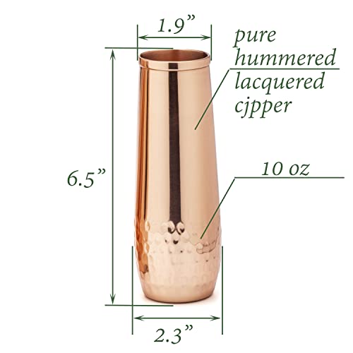 Copper Flutes Set Of 4 - Stemless Shatterproof Champagne Flutes Of Solid Copper - Moscow Mule Copper Flute - 7Th Copper Wedding #TOP1