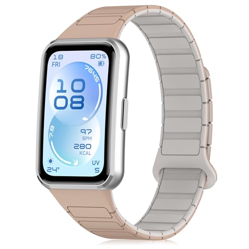 [RoSoki] �o���h HUAWEI Band 11 Pro/HUAWEI Band 11 �Ή� �V���R���� �}�O�l�b�g�t�� �X�|�[�c�o���h �ւ��X�g���b�v �_�炩�� �����x���g ���C�t�� �y�� �����ȒP �������₷�� �j�����p (�~���N�e�B�[/�z���C�g
