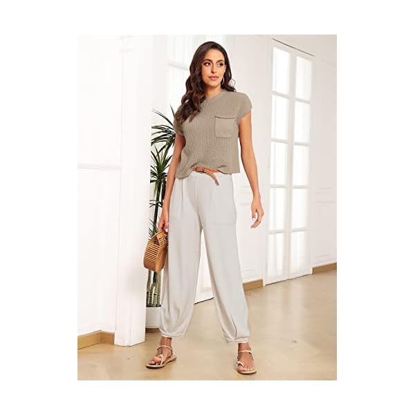 LILLUSORY Womens Fall Fashion 2023 Outfits Clothes Casual Summer Two 2 Piece Matching Lounge Sets Cute Sweatsuits Trendy Airport Outfits Cozy Knit Oversized Sweater Top Loungewear Pants Clothing - Image 5