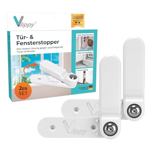 Vlippy Tür- & Fensterstopper 2 Stück | Verhindert das Zuschlagen von Fenstern & Türen endlich Lüften ohne Sorge | Einfache Montage ohne Bohren - einfach kleben vlippen fertig