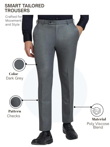 Image of Raymond Men's Slim Fit Mid Rise Polyester Blend Flat Front Formal Trouser