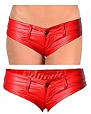 Mini Denim Shorts Faux Leather Micro Shorts Christmas Red 2 S