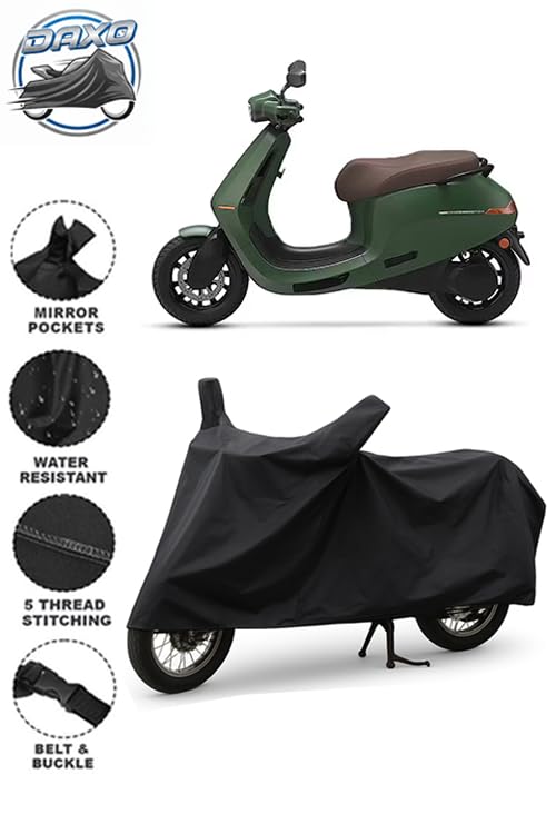 Image of Daxo Heavy Duty Waterproof Scooty & Bike Cover for Ola S1 Pro - UV Resistant, Dustproof & Rain Protection, All-Weather Outdoor Cover for Bikes & Scooty with Buckle Straps