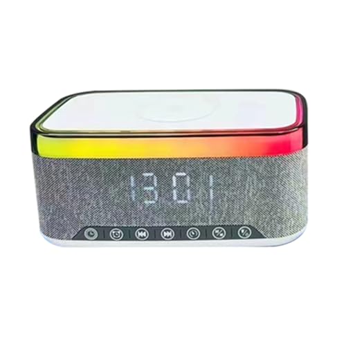 Enceinte Bluetooth blanche avec radio FM et charge sans fil pour votre bureau
