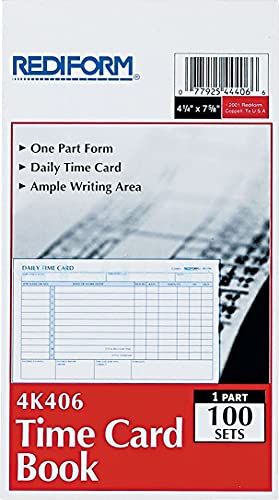 Image of REDIFORM Time Card Pad, Daily, 2-Sided, Manila, 4.25 inch x 7 inch, 100 Cards (4K406)