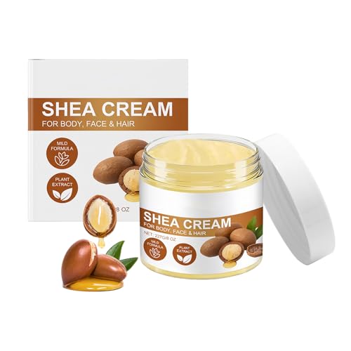 Hlimind Crema de Manteca de Karité 227g - Crema Facial y Loción Corporal para Piel Muy Seca - Crema Hidratante para Rostro, Cuerpo y Cabello