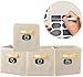 Produktbild MCleanPin 4er-Pack Verdickte Aufbewahrungsbox Aufbewahrungskörbe, Robust und Faltbar, mit Griffen, 28x28x28cm vollkommen für die Meisten Schrank, Regal im Büro und Haus (Beige)