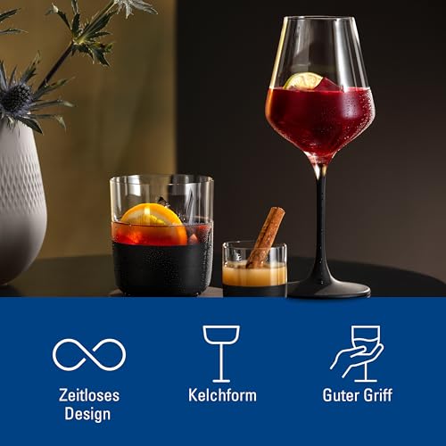Foto von Villeroy & Boch - Manufacture Rock Rotweinkelch, Set 4tlg., Set aus Weingläsern aus Kristallglas in aufregendem Schwarz, spülmaschinengeeignet