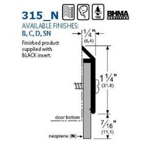 Pemko - 315CN36 Door Bottom Sweep, Clear Anodized Aluminum with