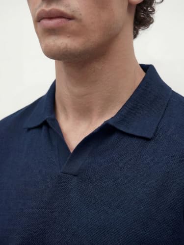 Image of DAMENSCH Men Rich Pique, Statement Textured, Body-Cooling All Degree, Premium Cotton, Herringbone Texture Johnny Collar Polo T-Shirt